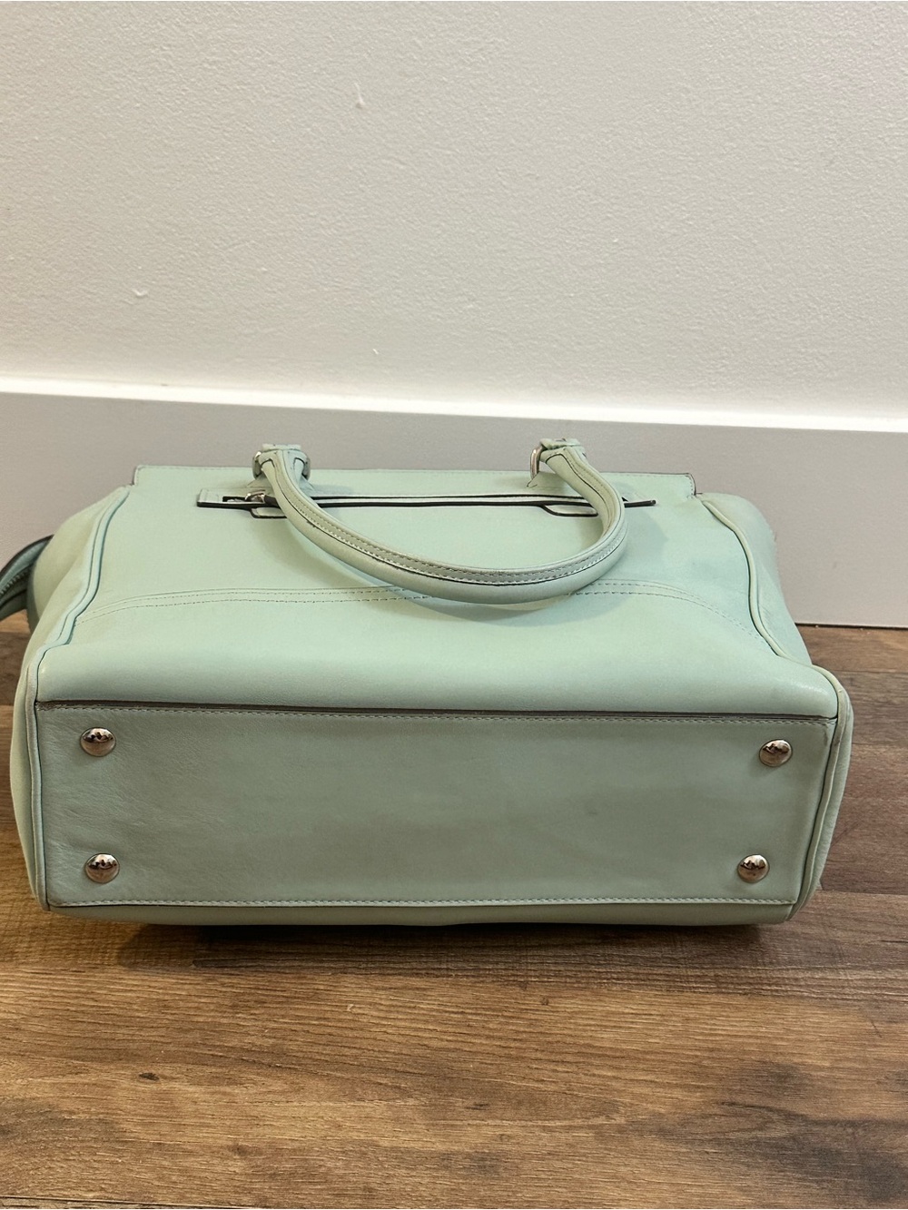 Coach Medium Candace Carryall Aqua Leather Satchel Tote 24201 - Picture 9 of 9